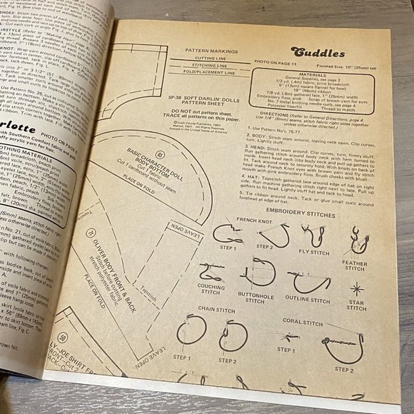 Vintage Soft Darlin' Doll Sculpture Rag Sewing Pattern Book UNCUT 17 Dolls 80s - Picture 2 of 7